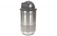 Stadium 55 Gallon Perforated Stainless Steel Receptacle with Dome Top