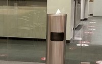 Floor Standing Wipe Dispenser with Trash & Door – Stainless Steel