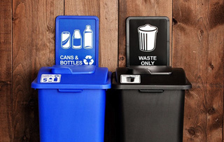indoor double stream recycling & waste bins