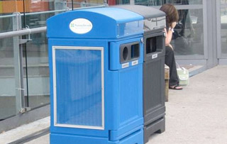 Recycling Stations for Building Entrances Triple Stream Recycling Bins & Containers