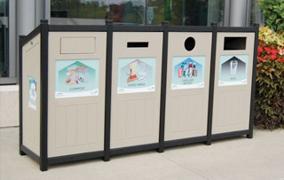 Recycling Bins for City Streets Quad Stream Recycling Bins & Containers