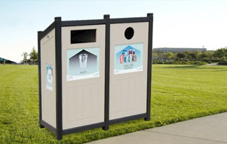 Recycling Bins for Parking Lots Double Stream Recycling Bins & Containers
