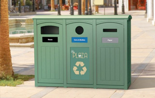 Recycling Bins for Parking Lots Triple Stream Recycling Bins & Containers