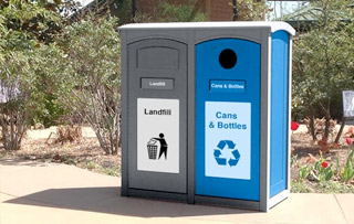 Outdoor Recycling Bins for Parks & Theme Parks Double Stream Recycling Bins & Containers