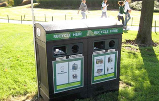 Outdoor Recycling Bins for Parks & Theme Parks Quad Stream Recycling Bins & Containers
