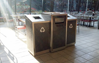 Recycling Bins for Cafeterias, Lunchroom & Breakrooms Triple Stream Recycling Bins & Containers