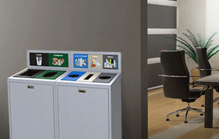 Recycling Bins & Containers for Atriums and Lobbies Five Stream+ Recycling Bins & Containers