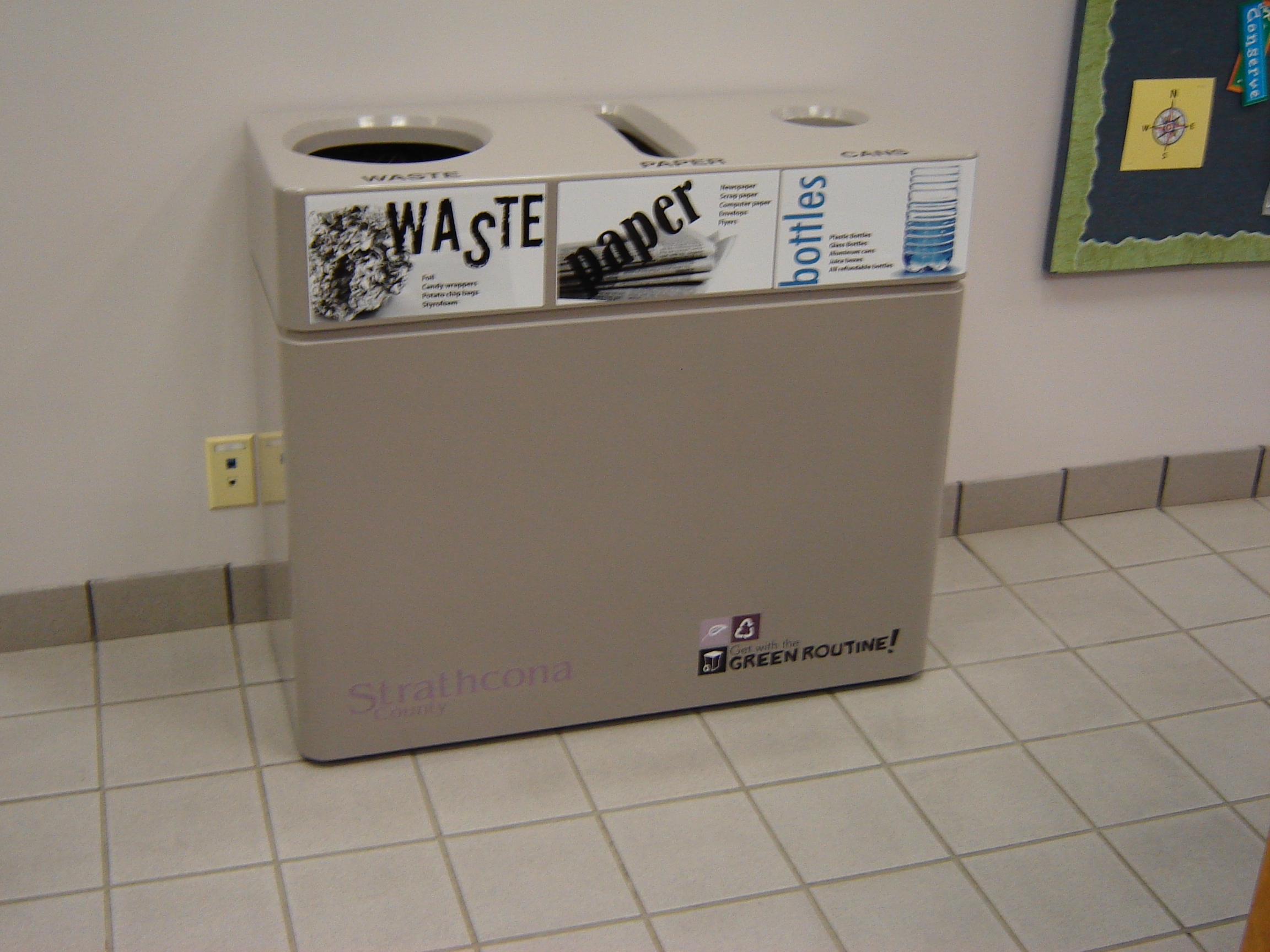 Fiberglass Triple Stream Recycling Bin