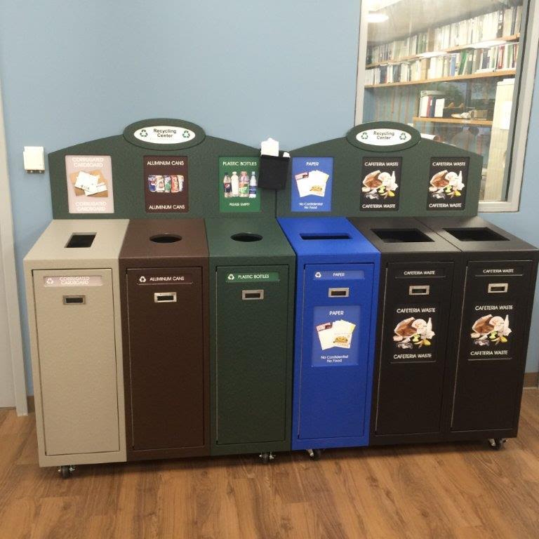 Front Service Recycling Station Triple Stream Waste Wise Products