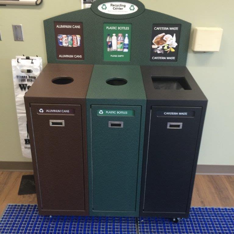 Front Service Recycling Station Triple Stream Waste Wise Products