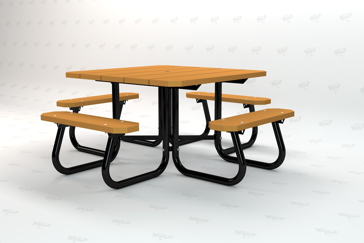 Square Steel Picnic Table made with Recycled Plastic Slats