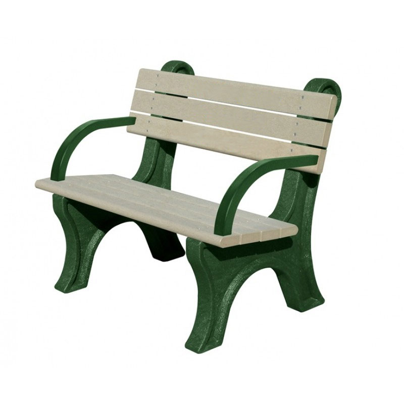 Classic 4-Foot Plastic Park Bench with Backrest and Armrests