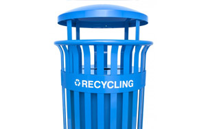 Streetscape Classic Outdoor Recycling Receptacle With Rain Hood