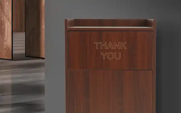 Wood Laminate Tray Top Trash Receptacle